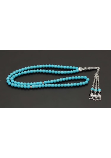 99Lu Namaz Tesbihi - Turkuaz Doğaltaş Tesbih - 8 MM Küre Kesim
