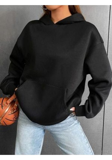 Altamira Unisex Siyah Future Sırt Baskılı Kapşonlu Oversize Sweatshirt 001