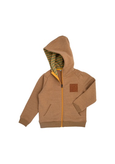 Recycle Pamuk Şardonlu Kapüşonlu Terrosso Kız Çocuk Ceket Açık Kahverengi