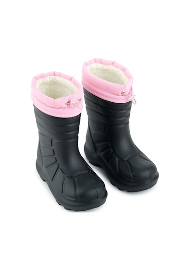 Gezer Kız Çocuk Kışlık Eva Boğazdan Lastikli Sessiz Taban Kar Bot Çizme Siyah - Pembe