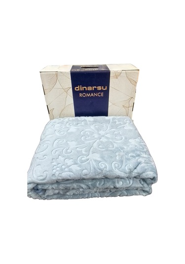 Romans Emboss Tek Kişilik Battaniye İndigo Mavi