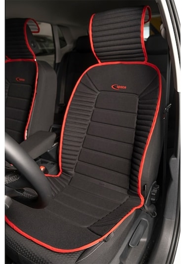 Alfa Romeo 164 Uyumlu Koltuk Minderi Ön 2'li Set Bumerang Siyah Kırmızı Çizgili