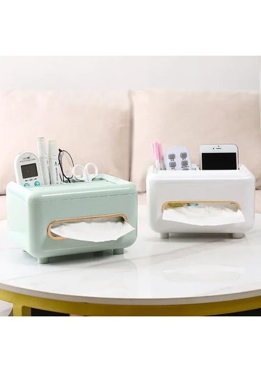 Açık Yeşil Doku Kutusu Peçete Tutucu Uzaktan Kumanda Depolama Masa Düzenleyici Ofis Çok Fonksiyonlu Çeşitli Eşyalar Ontainer Depolama Ev