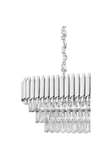 Palmira 75x35 Cm'lik 3 Katlı Prizma Kesim Kristal Taşlı Lüks Avize 6'lı - Gümüş-yaldız Gümüş-Yaldız