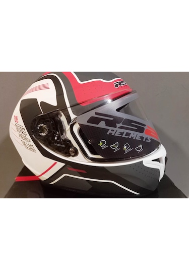 Rs2 320 Dp815 Beyaz Kırmızı Siyah Kapalı Kask