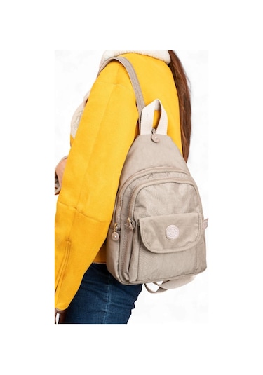 Body Bag Göğüs Çantası Klinkır Kumaş Çok Cepli Bady Bag Sırt Çantası Hafif Yağmur İtici 30 20 Cm Vizon