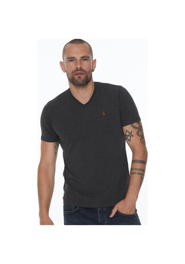 Üçlü Set T8568 Dewberry V Yaka Erkek T-shırt-siyah-beyaz-antrasit Siyah-beyaz-antrasit