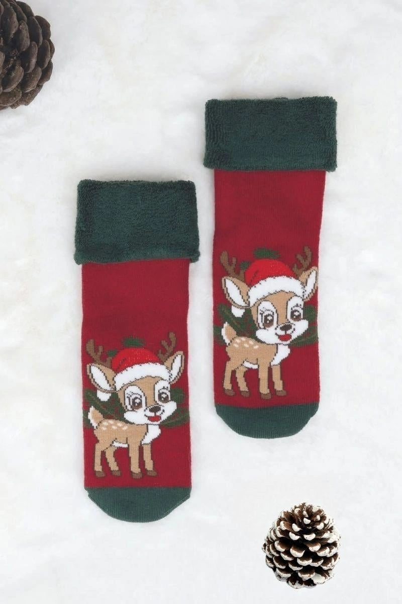 Katamino 3 Çift Unisex Kutulu Yılbaşı Hediyelik Yeniyıl Temalı Çocuk Soket Havlu Çorap