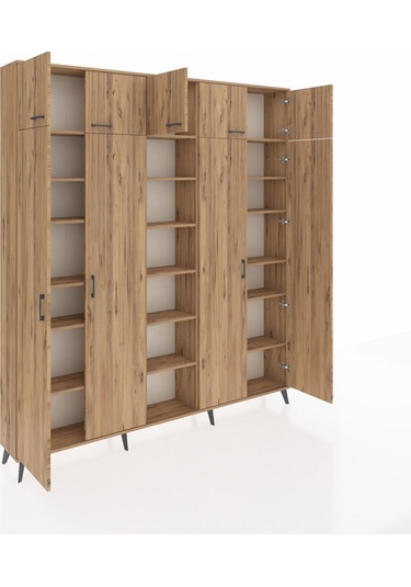 Arges Dolap 18 Raflı 9 Kapaklı 220x30x243 Çam-çam/çam Atlas Çam/atlas Çam