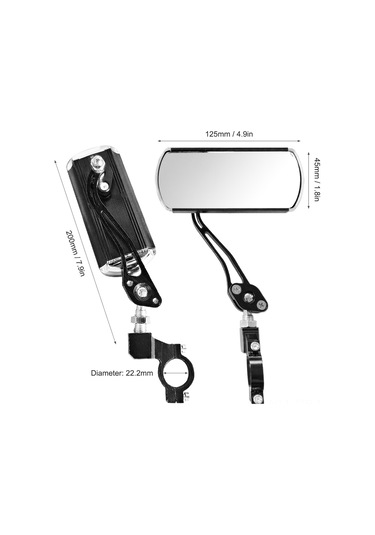 2 Paket Bisiklet Arka Görüş Aynası Ayarlanabilir Döner Ayna Geniş Açı Arka Görüş Alüminyum Alaşım Güvenlik Arka Görüş Aynası