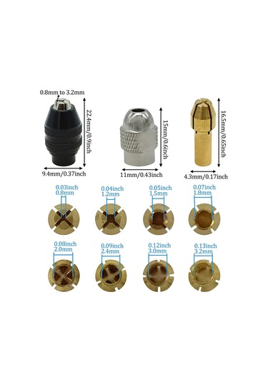Dremel İçin Matkap Ucu Pens Seti, 11 Parça Set 1/32 İnç İla 1/8 İnç