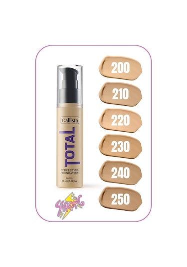 Callista Total Perfecting Spf 15 Yoğun Kapatıcı Mat Bitişli Fondöten - 210 Cashmere Beige - Açık