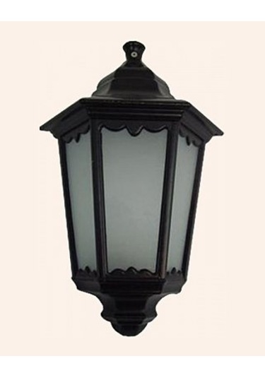 Altıgen Alüminyum Fener Aplik Ampul Dahil Siyah