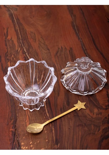 Aura Of Bohemia Ev Ve Mutfak İçin Cam Kapaklı Ve Kaşıklı Şekerlik 142920683 Beyaz