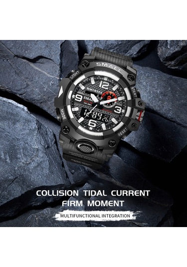 Smael 8035 Çok Fonksiyonlu Erkek Spor Günlük Saati 50m Su Geçirmez Elektronik Dijital Kol Saati, Işıklı/alarm/saat Duraklatma/otomatik Takvim/snooze Özelliği İle. Çok Renkli