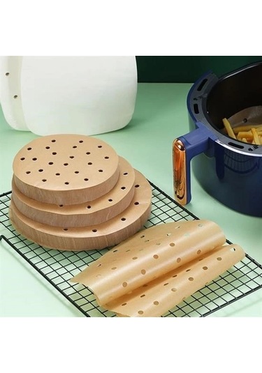 Buffer 50 Adet Air Fryer Pişirme Kağıdı Tek Kullanımlık Gıda Pişirme Kağıdı Delikli Yuvarlak Model Çok Renkli