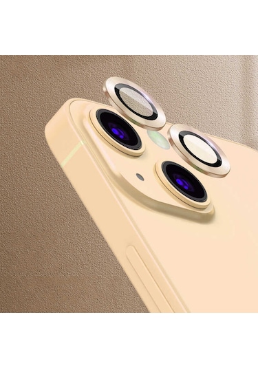 Noktaks - İphone 13 Uyumlu - Kamera Lens Koruyucu Cl-07 - Gold - T21298 Gold