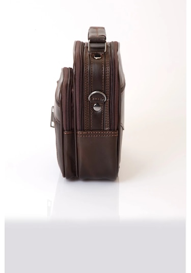 Trg Büyük Kahverengi Kasalı Hakiki Deri Erkek El Ve Omuz Çantası Kahverengi