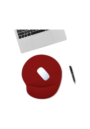 Kırmızı Bilek Destekli Ergonomik Jel Kaymaz Taban Mouse Pad