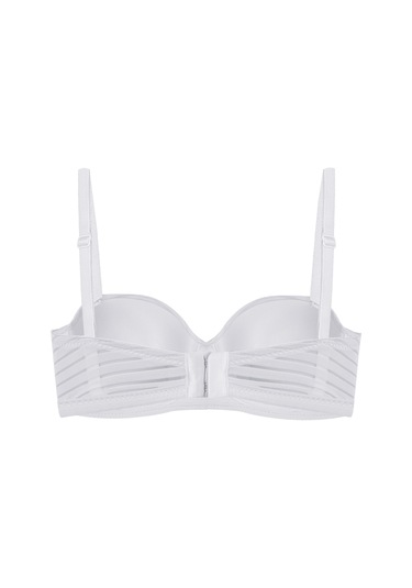Kadın Dolgusuz Transparan Çizgili Toparlayıcı Straplez Sütyen Ekru
