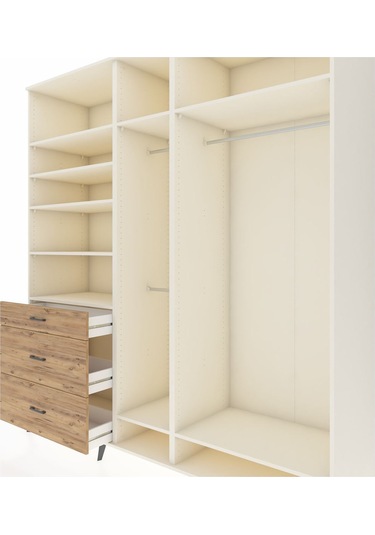 Kronos Dolap 9 Raflı 3 Çekmeceli 3 Askılı 220x59x243 Aytaşı-aytaşı/çam Aytası/atlas Çam