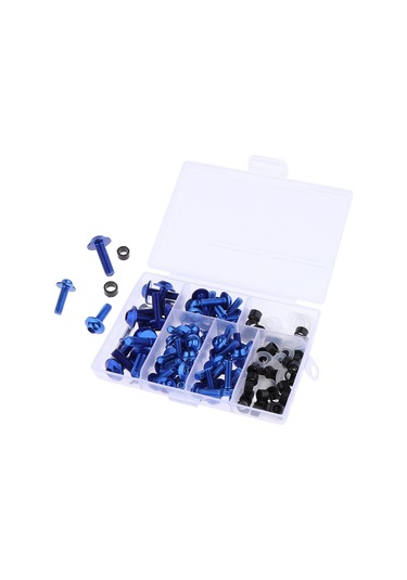 Suntek Motosiklet Komple Fairing Civata Takımı Raptiye Klipler Vidalar Mavi 158 Adet