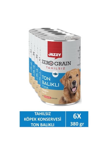 Jazzy Zero Grain Ton Balıklı Yetişkin Köpek Maması 6 x 380 G