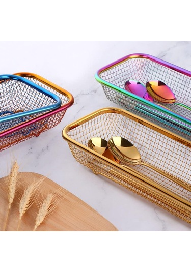 Git Satın Al Mutfak Çekmecesi Organizatör, Git Paslanmaz Çelik Depolama Konteyneri Gül Altın Metal Dolap Depolama Sepeti Altın