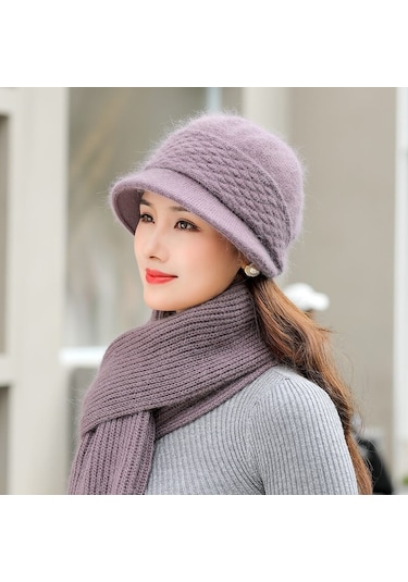 Arion Hs-01x Şık Şapka/bere Ve Atkı Takımı Mor