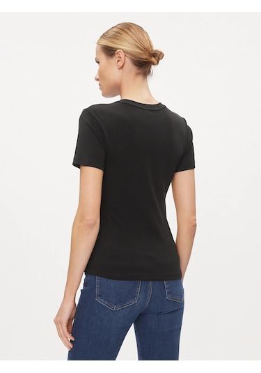 Tommy Hilfiger Logo Nakışlı Kadın T-shirt Siyah