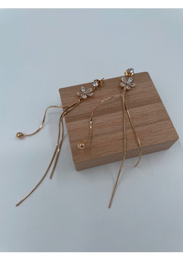 Xbaby Taşlı Papatya Rose Gold Sallanan Küpe Çok Renkli