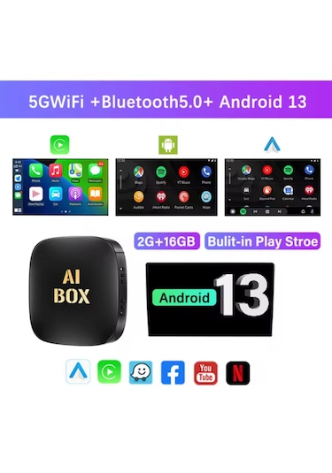Akıllı Multimedya Kutusu Android 13 16gb Kablosuz Carplay Ai B...