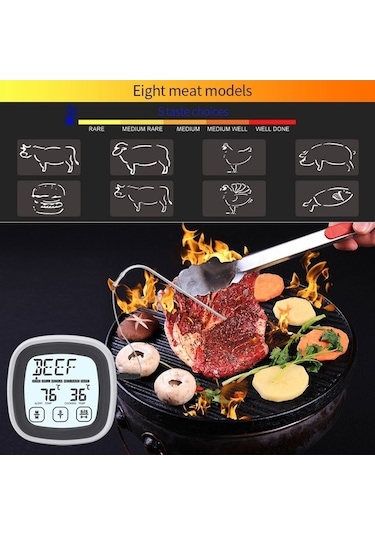 Ganzhoushop Ts-bn53 Termometresi Sıcaklık Ölçer Sertifikalı Mutfak Kablosuz İçermez, Gıda Fda Et Elektronik Ekran Dokunmatik Bpa Barbekü Aracı Ee