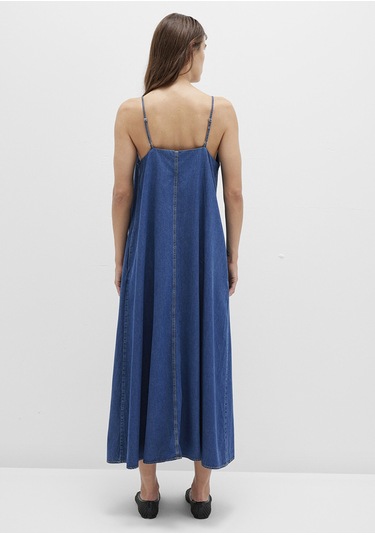 Mavi - Askılı Mavi Maxi Elbise 1310727-85481 Mavi