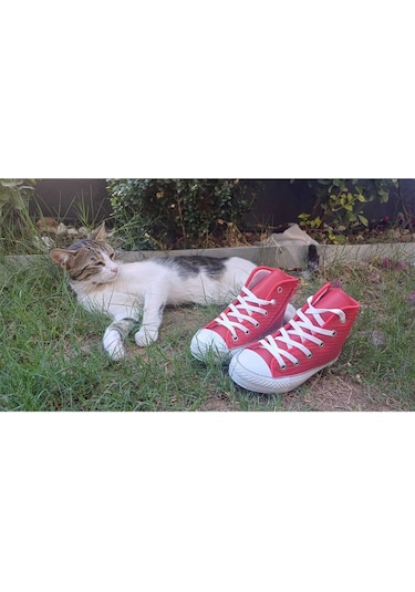 Scarpe Magiche Kırmızı Örmeli Kız Ayakkabısı 31-35 Numara Arası Işıksızdır Kırmızı