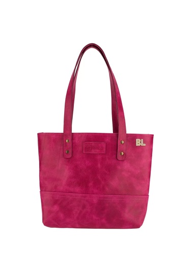 Twingold İsme Özel Tote Bag El Omuz Çantası - %100 Rainbow Deri - Ac03003 - Fuşya Fuşya