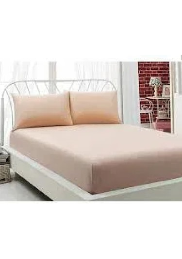 Altın Karma Çift Kişilik İnce Penye Lastikli Çarşaf 150x200 Cm 2 Adet Yastık Kılıflı Açık Kahverengi