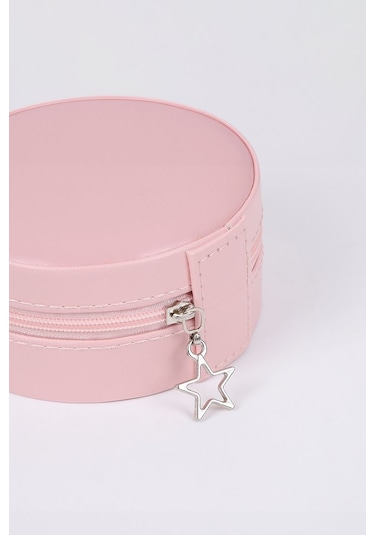 Chavin Pembe Deri Seyahat Yüzük Küpe Kolye Takı Kutusu St1-68pm Pembe