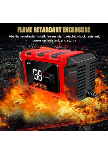 Tenfowee E-fast Tk-360 Otomatik Motosiklet Ve Araç Akü Şarj Cihazı, 12v/6a Hızlı Şarj Ve Onarım, Kırmızı, Avrupa Fişi