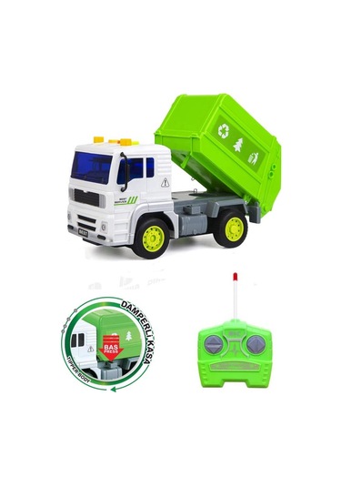 Pilli Işıklı Sesli Kumandalı Oyuncak Full Fonksiyon Araba İş Makinesi Çöp Kamyonu