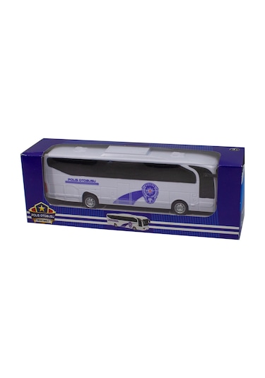Oyuncak Otobüs Polis Otobüsü Sürtmeli Beyaz 22 Cm
