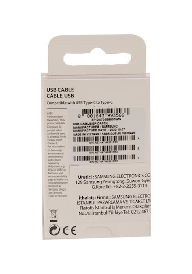 Samsung EP-DA705 Type-C To Type-C Data Ve Şarj Kablosu (Samsung Türkiye Garantili)