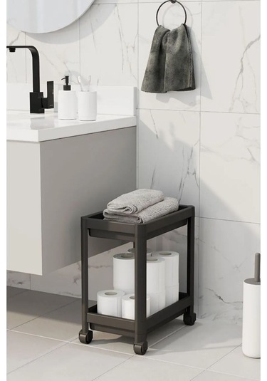 Tezgah Altı Tekerlekli Raf Ünitesi, Siyah