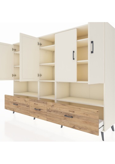 Hyperion Dolap 12 Raflı 3 Çekmeceli 5 Kapaklı 220x44x163 Aytaşı-a Aytaşı-aytaşı/çam