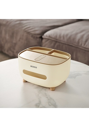 Monyee Krem Renkli Modern Minimalist Ev Ofis Masaüstü Organizer: Multifonksiyonel Havlu Kutusu Ve Kumanda Tutucu Krem