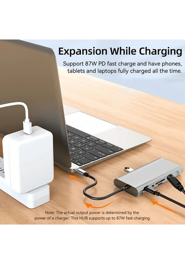 Xuweiwei 11i 1 Arada 11 İn 1 Usb C Hub Hdtv Vga Sd Tf Kart Okuyucu Usb 3 0 2 0 Rj45 Ve Pd 87w Desteği