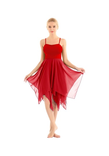 Siyah Bayan Bale Balo Salonu Dans Elbise Spagetti Kayışı Kolsuz Asimetrik Çağdaş Giyim Siyah