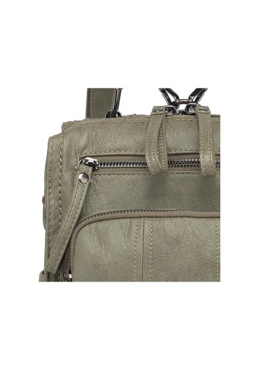 Yıkama Deri Sırt Askılı Kadın Çantası 21k Barcelona 1915 Yeşil