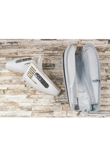 Cg Şeritli Benzin Deposu Ve Yan Kapak Takımı Beyaz