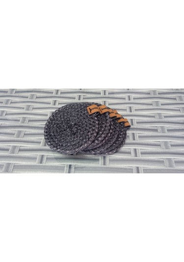 6 Adet Hasır Bardak Altlığı Çay Kahve Fincan Altlığı Antrasit Antrasit